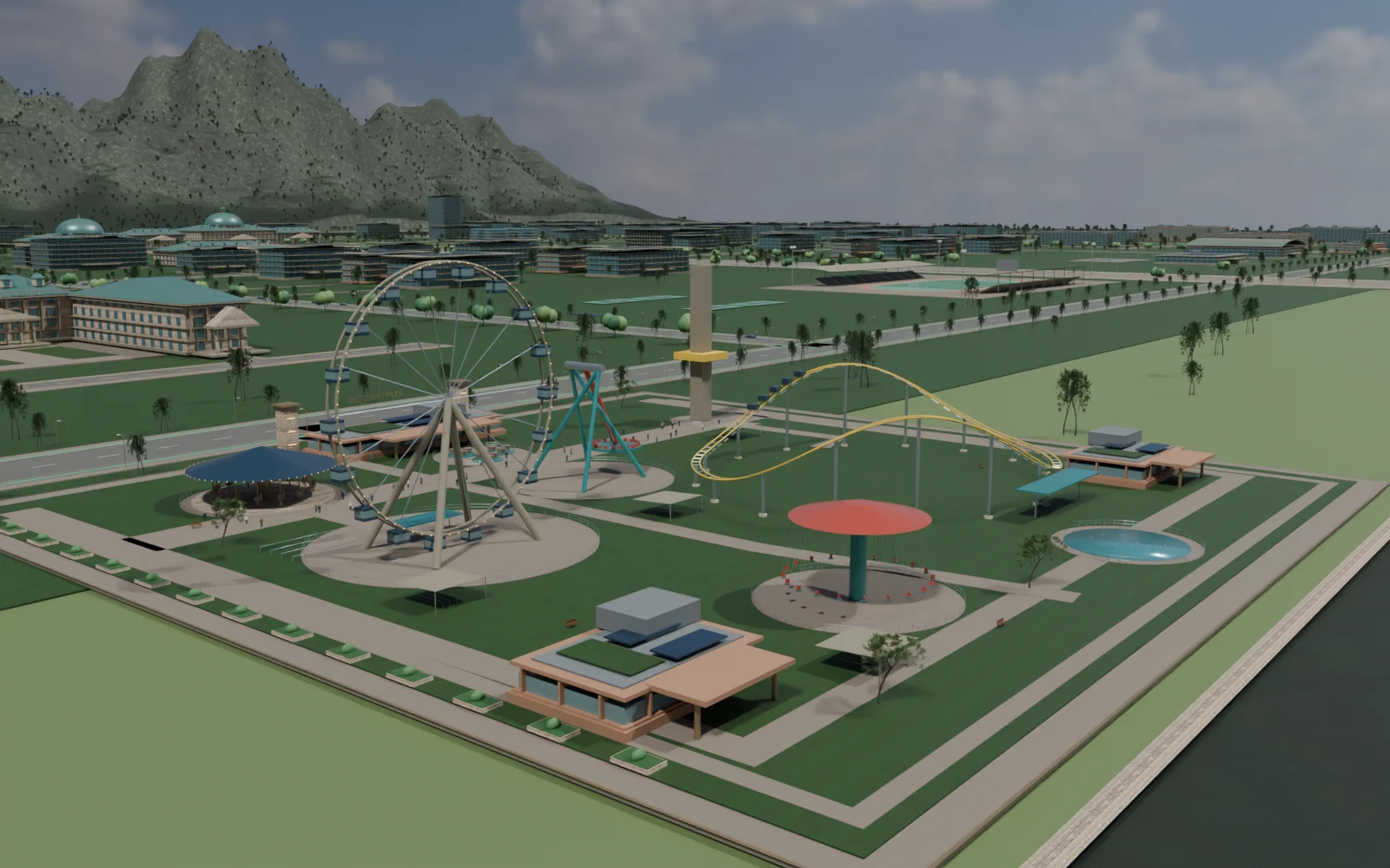 Ten acres, eight experiences — actual NeoBharat Blender model, exterior design study