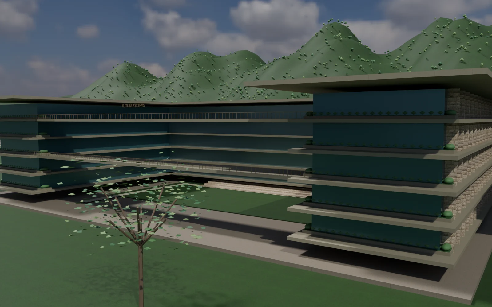 Architecture that makes shade — actual NeoBharat Blender model, exterior design study
